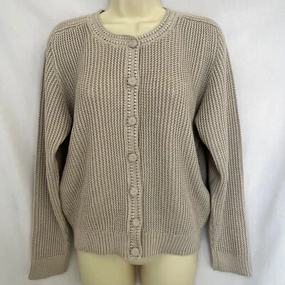 Cárdigan suéter Peruvian Connection para mujer talla M algodón pima topo neutro Foto 1 de 4