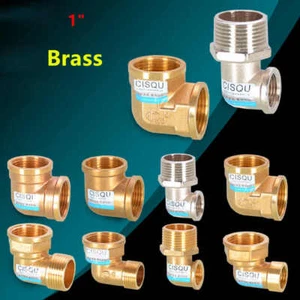 Male Female 90 Degree Elbow Pipe Connector Joint 1" Brass Hose Fitting For Water - Picture 1 of 13