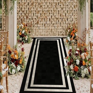 Läufer Schwarz Silber Teppich, Schwarz Silber Flurteppich, Schwarz Silber Fußmatte, BlackRug - Bild 1 von 6