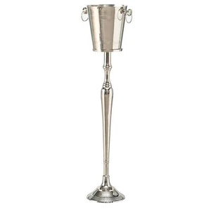 Old World Luxurious Grand Hotel Champagne Bucket with Tall Stand Silver Alumi... - Picture 1 of 9