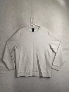 H M Men Sweatshirt Large Oatmeal Gray Cotton Blend Long Sleeve Casual Pullover - Picture 1 of 17