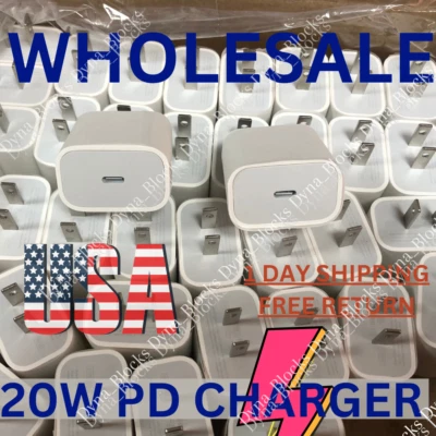 Lote de cubos adaptador de corriente USB C cargador rápido PD de 20 W para Android Samsung iPhone iPad Foto 1 de 4