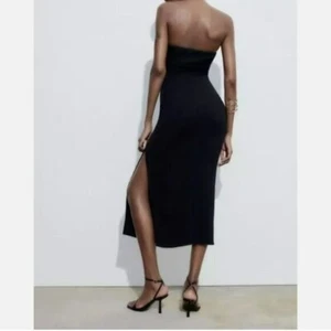 ZARA WOMEN'S TIKTOK VIRAL TUBE MIDI DRESS BLACK SIZE XS 2298 055 800 - Picture 1 of 4