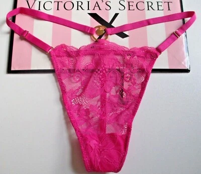 VICTORIA'S SECRET VERY SEXY Adjustable V-String Thong Panty S M L Heart Hardware - Image 1 of 4