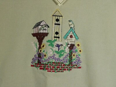 Винтажный бежевый Lee вышитый колибри домики толстовка большой новый из старых запасов с Ярлыками - Изображение 1 из 4