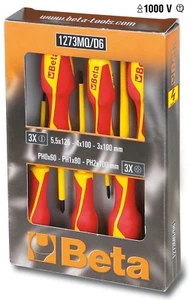 BETA SERIE KIT SET 6 GIRAVITI GIRAVITE CACCIAVITI ISOLATI 1000V PER ELETTRICISTA - Foto 1 di 1