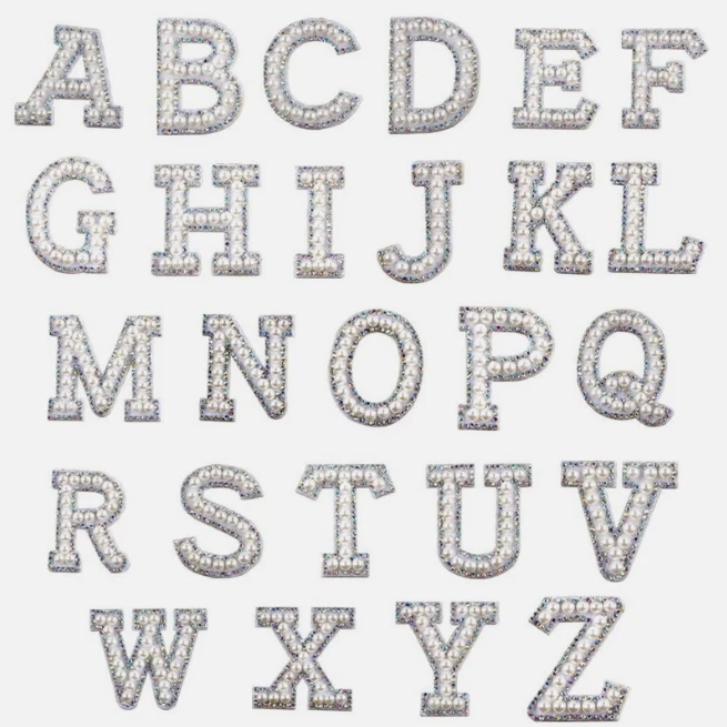 26Pcs/Set Alphabet Resin Pearl Letter A~Z Patches Iron Sew on Clothing 52x45mm - Image 1 of 3