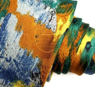 Corbata vibrante FENDI Brush Stroke 3,75" seda 60L oro verde Foto 1 de 4