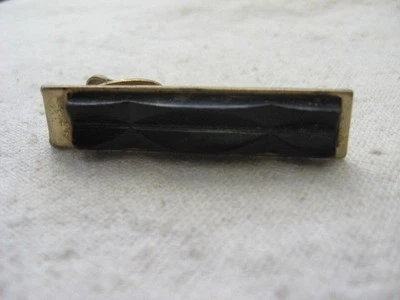 Clip de corbata vintage de plástico negro ~ 1,7" de ancho ~ Foto 1 de 4