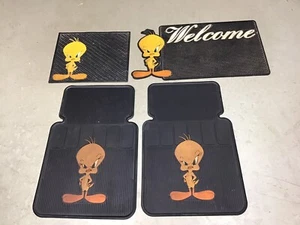 Vintage PlastiColor Tweety Bird Universal Car Mats + Welcome Mats - Picture 1 of 5