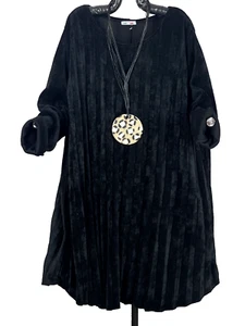 LaBass TUNIC/DRESS Corduroy Look Loose and Lightweight - BLACK - 46 48 50 52 54 56 - Picture 1 of 20