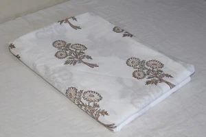 2.5 YD Cotton Fabric Hand Block Printed Black Gold Floral Dress Making Fabric US - Picture 1 of 10