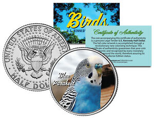 BLUE PARAKEET BIRD JFK Kennedy Half Dollar US Colorized Coin