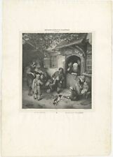 Antique Print of a Village Scenery made after Van Ostade (c.1828)