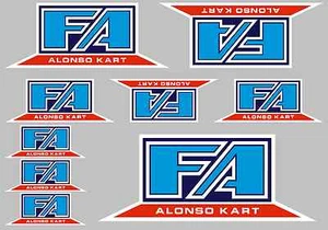 FA ALONSO STICKER SETS - A4 SHEET OF 9 STICKERS - Printed & Laminated - Karting - Picture 1 of 1