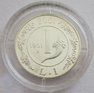 Italien 1 Lira 2001 Abschied von der Lira Silber PP - Picture 1 of 2