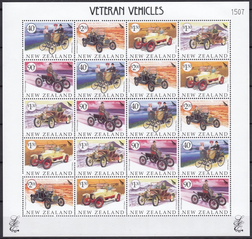 NEW ZEALAND 2003 Veteran Vehicles, Limited Edition Miniature Sheet MNH - Image 1 of 1
