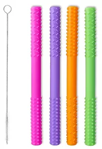 Impressive Smile Hollow Teether Tubes 5 Pack Soft Silicone Toy for Babies - Picture 1 of 8