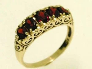 R247 Genuine 9ct 9K Yellow Gold Natural Garnet Bridge Eternity Ring in your size - Picture 1 of 3