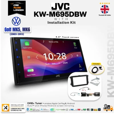 DAB+ BT Car Stereo 6.8" Apple CarPlay Android Auto Upgrade Kit for VW Golf MK5/6 - Image 1 of 4