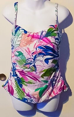 Top de natación Gottex Profile Tankini 40D con aros fruncido Club Tropicana  Foto 1 de 4