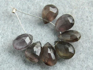 Natural Grey Moon Stone Faceted Pear Briolette Gemstone Beads 002 - Picture 1 of 8