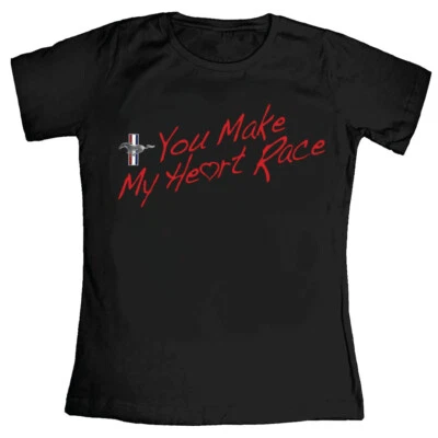 Camiseta para mujer YOU MAKE MY HEART RACE Ford Mustang * ¡ENVÍO GRATUITO a EE. UU.! Foto 1 de 2