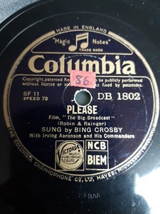 Bing Crosby - Please / Love In Bloom Columbia DB 1802 1938 UK 78rpm Shellac - Picture 1 of 4