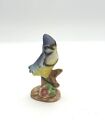 Figurine Vintage Miniature Oiseau sur Bois Branche HONG KONG Bleu Jaune