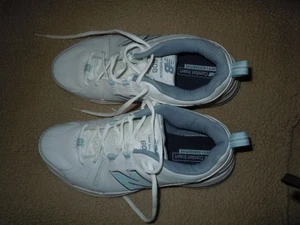 New Balance 608 WX608WBS Women’s Sneaker White Blue Size 10 Leather Comfort Shoe - Picture 1 of 10