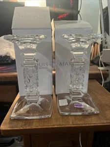 Marquis von Waterford ~ Paar Brixton Säule/Kegel Kristall Kerzenständer ~ 8" - Bild 1 von 4