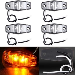 4PCS CLEAR/AMBER 2BULBS LED MOUNT CLEARANCE SIDE MARKER LIGHTS TRAILER UNIVERSAL - Bild 1 von 11