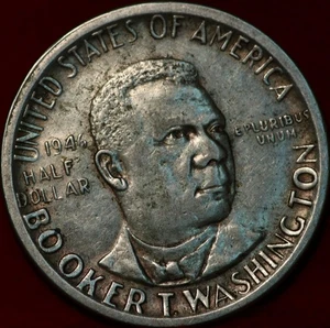 1946 Booker T Washington Silver Commemorative Half Dollar - Picture 1 of 2