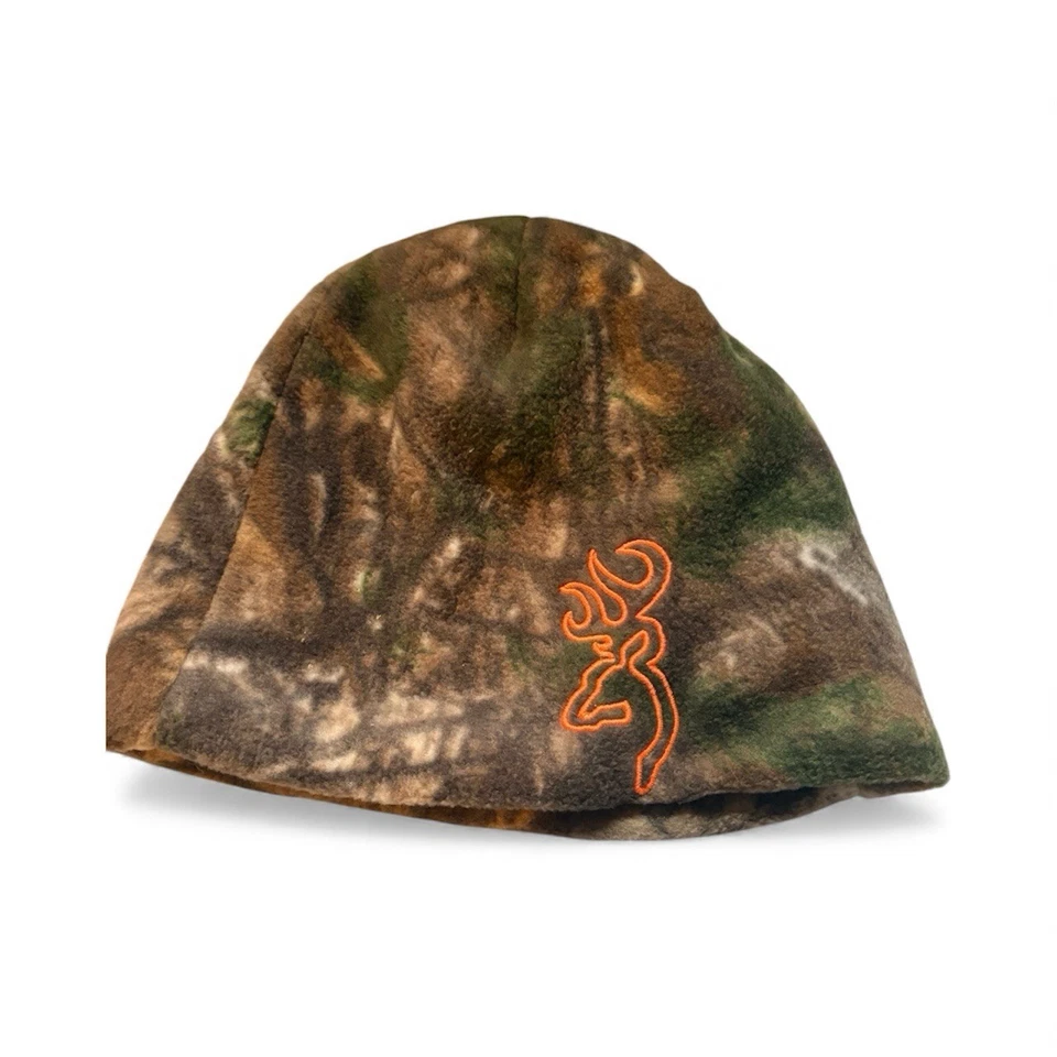 BROWNING All Season Fleece Beanie REALTREE Camo/Hunter  Orange - RTE, Reversible - Image 1 of 3