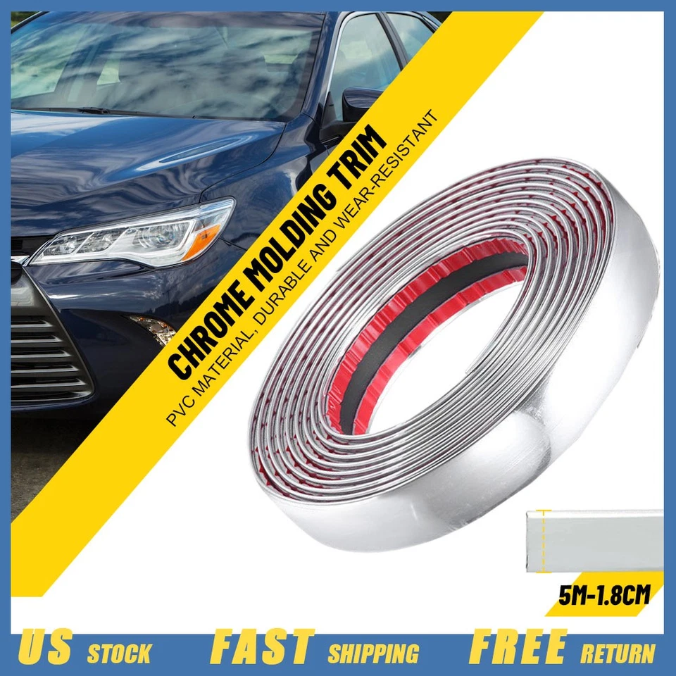 Protector de ventana de puerta de parachoques cromado para automóvil/camión 5MX1,8CM carrocería moldura lateral Foto 1 de 4