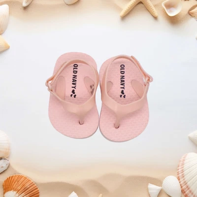 Chinelos Old Navy infantil bebê meninas tamanho 0-3 M rosa alça de salto sandálias - Imagem 1 de 4