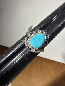 925, Sterling Silver Blue Ridge Turquoise Single Stone Ring Sz 9.25, Southwest - Picture 1 of 7