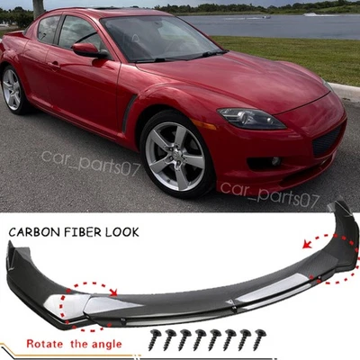 For 2004 Mazda RX-8 Carbon Style Front Bumper Lip Splitter Spoiler 4PCS Kit - Image 1 of 4