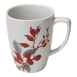 Corelle Kyoto Leaves 12-Oz Porcelain Mug White Red Grey 4.25" Tall Corning Cup - Picture 1 of 9