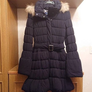 Burberry Blue Label Long Coat Color Black Lining check belt Size 38 From Japan - Picture 1 of 24