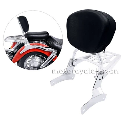 Sissy Bar Backrest Pad Luggage Rack for Honda Shadow Ace 750 passenger chrome - Image 1 of 4