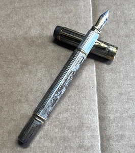 Vintage Waterman Le Man 100 Sterling Fountain Pen w/ Ideal 18KT 750 Paris Nib - Picture 1 of 16