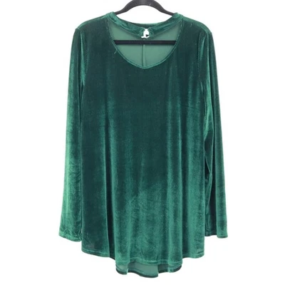 Túnica Umgee Terciopelo Mujer L Verde Boho Elegante Vacaciones Festivo Retro Glamour Años 70 Foto 1 de 4