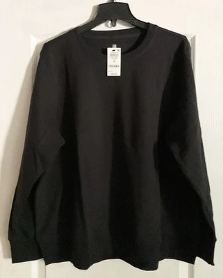 ID Ideology Women's Plus Size Fleece Crewneck Pullover Top Size 1X, Black - Image 1 of 4