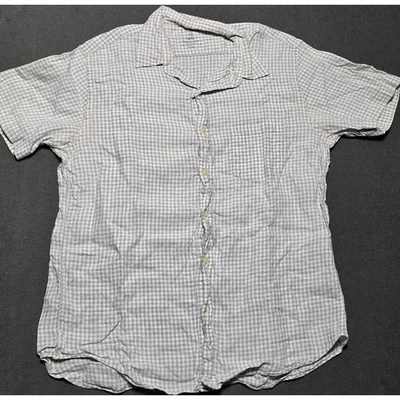 J.Crew Mens Irish Linen Gingham Check Camp Short Sleeve Button Down Shirt Large - Image 1 of 4