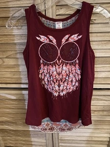 Arizona Girls Size XL 16 Owl Feather Top Sleeveless Layer Aztec - Picture 1 of 4