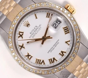 Rolex Datejust 36mm Two-Tone Jubilee Bracelet Diamond Bezel White Roman Dial - Picture 1 of 5