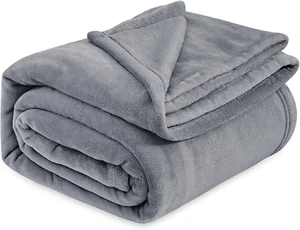 Fleece Bed Blankets Queen Size Grey - Soft Lightweight Plush Fuzzy Cozy Luxury B - Picture 1 of 12