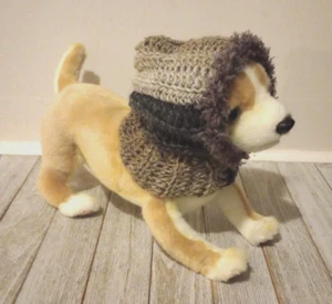 crochet handmade dog pet hood hat cat snood xs small brown tones USA seller - Picture 1 of 3