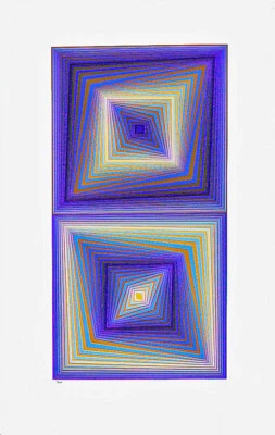 "BI-RHOMBS" Serigrafia Rara, Perfeita s/n Por Victor Vasarely Certificado por Editora - Imagem 1 de 3